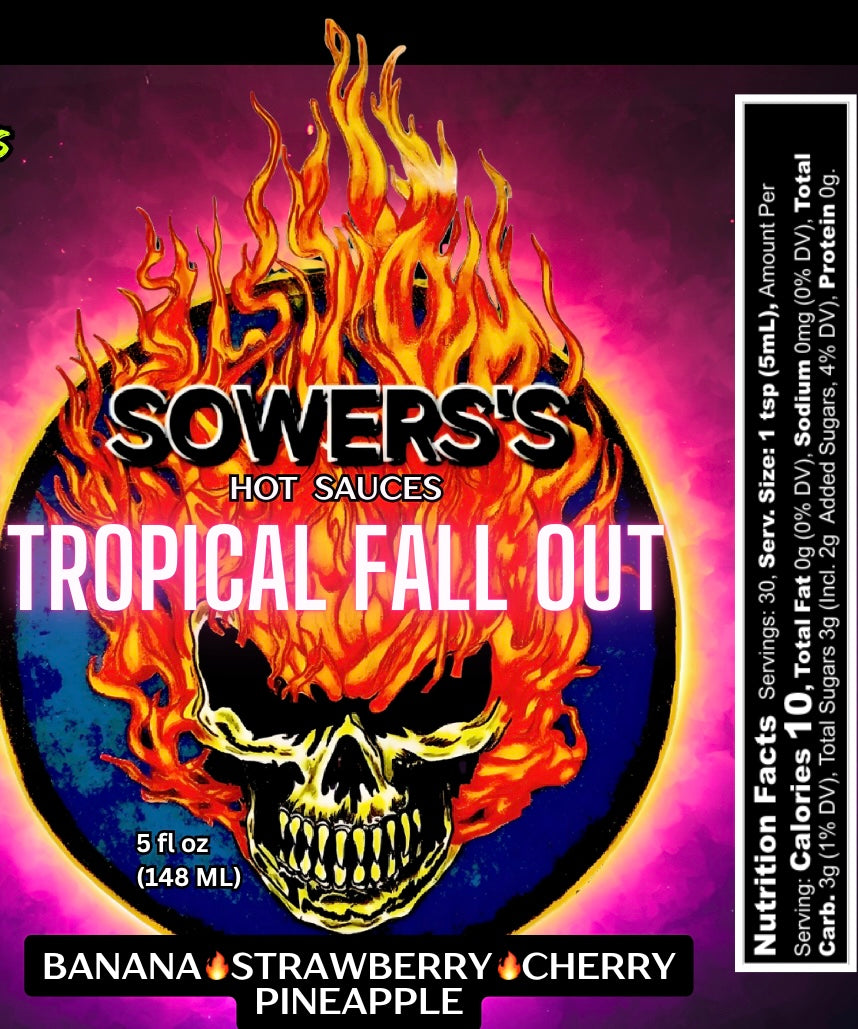 Tropical Fall Out (Banana, Strawberry, Cherry & Pineapple) Hot Sauce 5 fl oz (148ml) - Sowers’s Hot Sauces