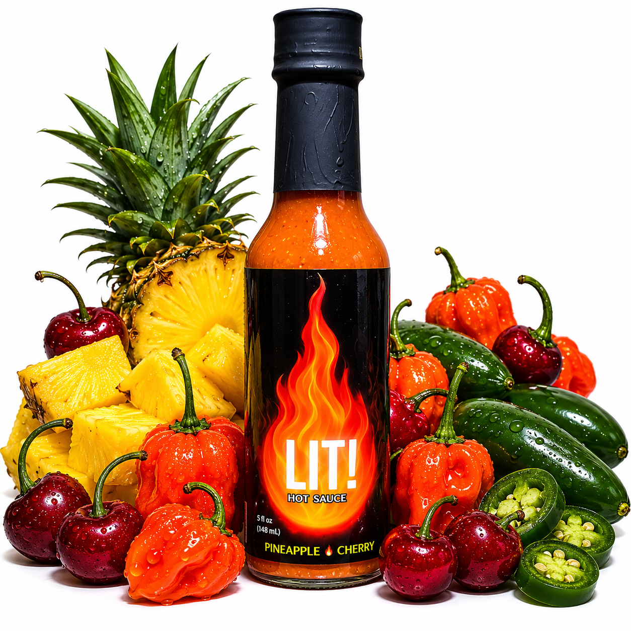 LIT "AF" (Pineapple & Cherry) Hot Sauce 5 fl oz (148ml) - Sowers’s Hot Sauces 