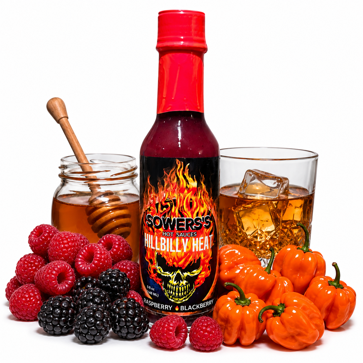 Hillbilly Heat (Raspberry, Black Berry & Honey Whisky) Hot Sauce 5 fl oz (148ml) - Sowers’s Hot Sauces 