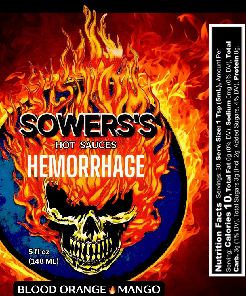 Hemorrhage (Blood Orange & Mango) Hot Sauce 5 fl oz (148 ml) - Sowers’s Hot Sauces 