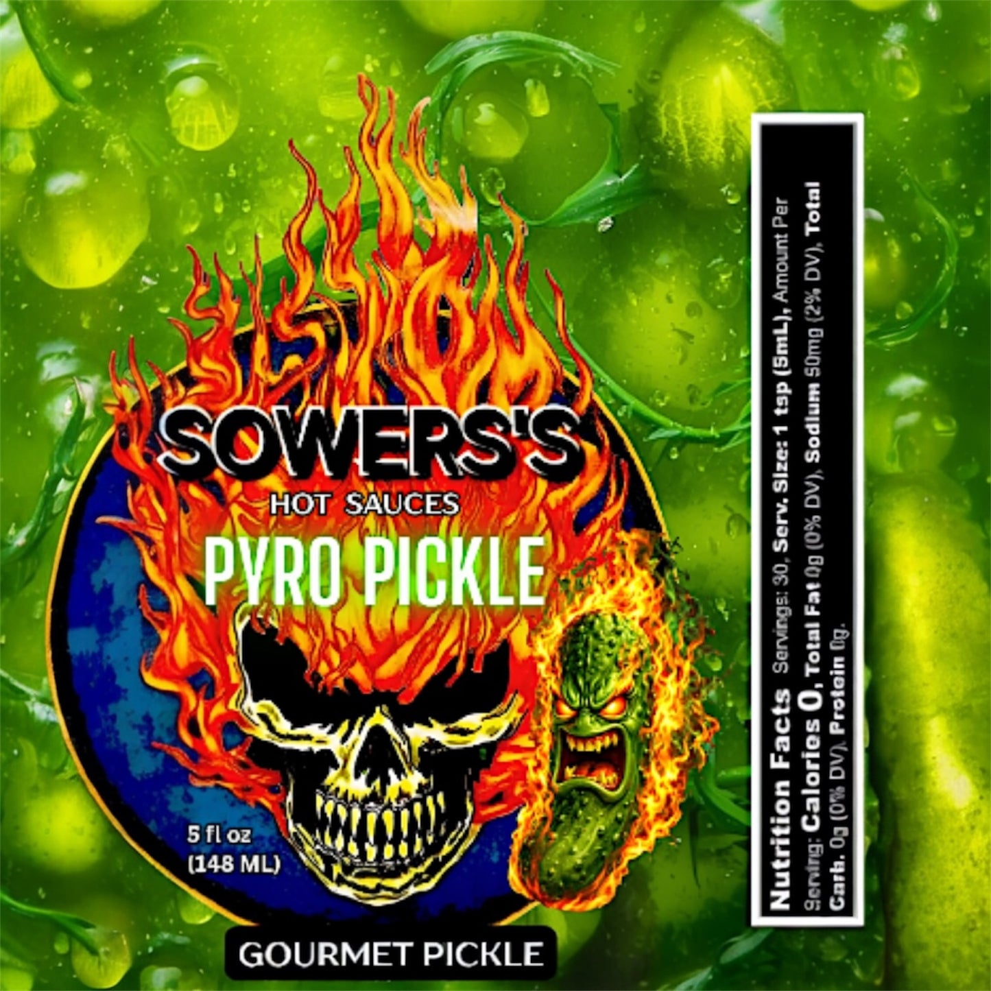 Pyro Pickle (Gourmet Pickle) Hot Sauce 5 fl oz (148 ml) - Sowers’s Hot Sauces 